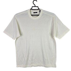 Mens 6A Beige Rayon Cotton Blend T Shirt Crew Neck Short Sleeve Size XL